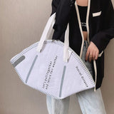 Women Large Mask Shopping Bag Canvas Shoulder Bag Home Storage Bag
