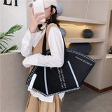Women Large Mask Shopping Bag Canvas Shoulder Bag Home Storage Bag