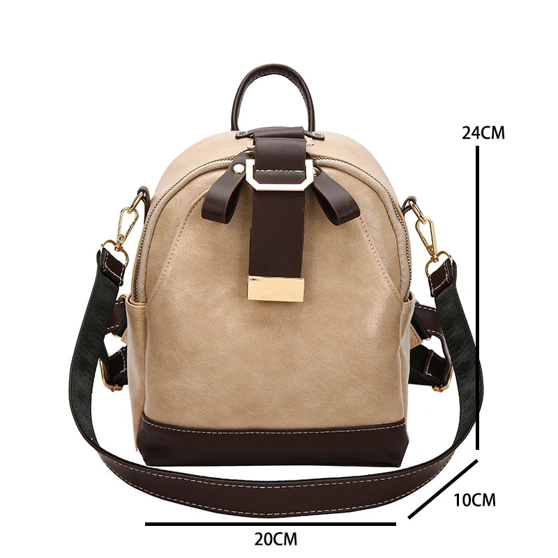 Small Women's Leather Backpack for Teenage Girls - Shoulder Bag