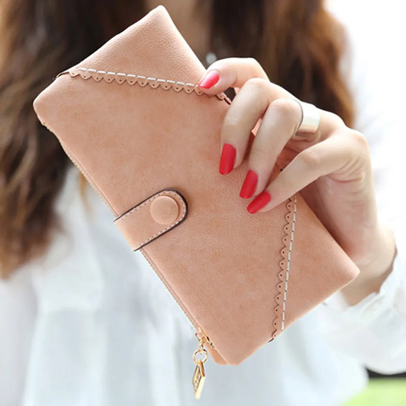 Women Leather Wallet Button Clutch Purse Lady Long Handbag Bag Gift