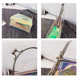 Women Messenger Bag PU Leather Transparent Satchel Metal Chain Handbag