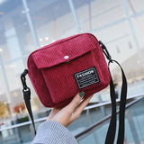 Women Corduroy Messenger Bag Casual Shoulder Tote Bolsas Feminina