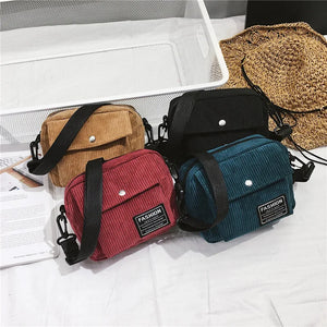 Women Corduroy Messenger Bag Casual Shoulder Tote Bolsas Feminina