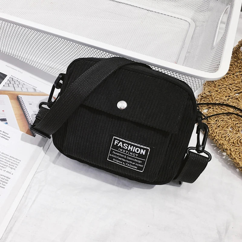 Women Corduroy Messenger Bag Casual Shoulder Tote Bolsas Feminina