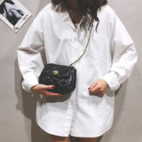 Wild Version Slung Shoulder Square Bag Mini Women Handbag Black/White