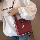 Women PU Leather Handbags Small Square Shoulder Bag Female Deer
