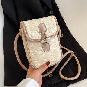 Women PU Leather Shoulder Bags Phone Handbags Striped Crossbody Bags