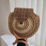 Vintage Straw Beach Bag Woven Shoulder Rattan Bohemian Bags