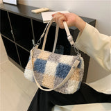 Women Short Plush Furry Handbag Top Handle Shoulder Bags