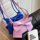 Vintage PU Leather Top-Handle Bags with Big Bow Totes