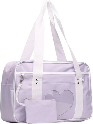 Transparent Love Heart Patchwork Shoulder Handbag