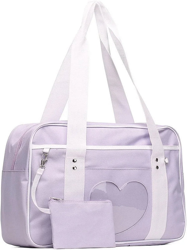 Transparent Love Heart Patchwork Shoulder Handbag