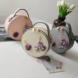 Women Circular Messenger Bag PU Leather Crossbody Bag Female Shoulder Bag