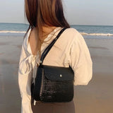 Retro PU Leather Small Square Shoulder Bag for Women