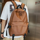 Women Solid Leather Backpack Large Capacity Travel School Bag