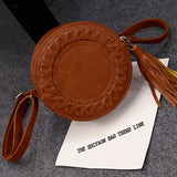 Women Tassel Round Weave Cross Body Bag Messenger Shoulder Bag B88