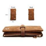 Nubuck Leather Long Wallet Zipper Clutch