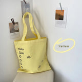 Women Yellow Shoulder Canvas Bag Letter Student Girls Portable Book Handbags