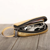 Women Leather Car Key Case Zipper Wallet