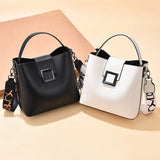 Women's Bucket Bag with Wide Shoulder Strap