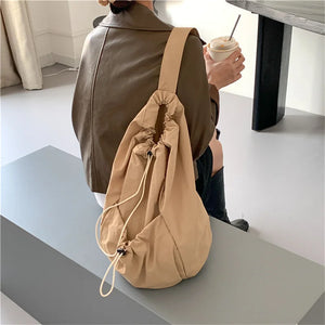 Waterproof Nylon Bucket Bag Lightweight Crossbody Handbag
