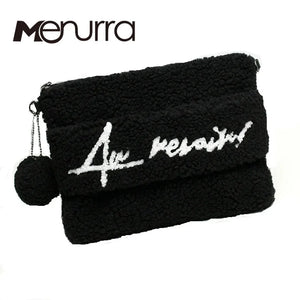 Women's Lamb Fur Clutch Handbag Colorful Party Messenger Purse