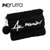 Women's Lamb Fur Clutch Handbag Colorful Party Messenger Purse