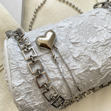 Women's Cylinder Shoulder Bag Love Small Messenger Metal Chain Wallet
