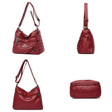 Large Capacity Women's Leather Messenger Bag Anti Theft Shoulder Bag