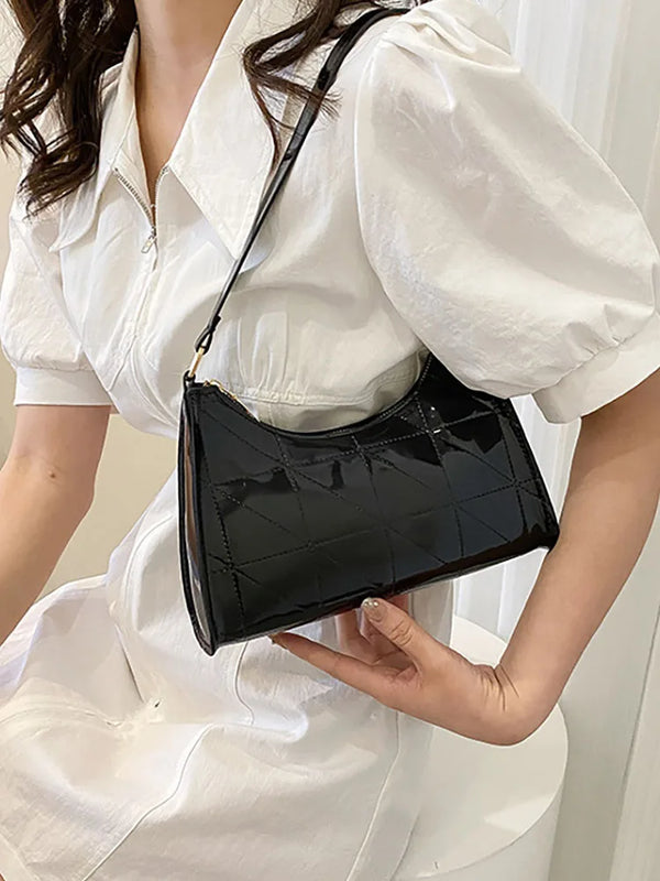 Women's Pu Leather Shoulder Bags Bright Top Handle Female Bags