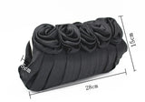 Retro Silk Flower Shoulder Bag Metal Evening Clutch Purse