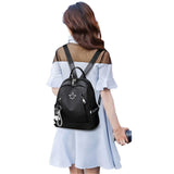 Women's Oxford Backpack School Travel Shoulder Bag with Bear Pendant