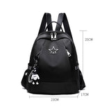 Women's Oxford Backpack School Travel Shoulder Bag with Bear Pendant