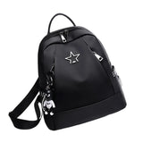 Women's Oxford Backpack School Travel Shoulder Bag with Bear Pendant