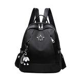 Women's Oxford Backpack School Travel Shoulder Bag with Bear Pendant