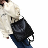 Women's PU Leather Backpack Large Capacity Shoulder Bag