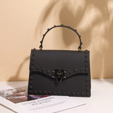 Solid PVC Matte Flap Hasp Rivets Satchel Crossbody Bag Lady Casual Handbag