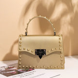 Solid PVC Matte Flap Hasp Rivets Satchel Crossbody Bag Lady Casual Handbag