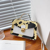 Cow Milk Print Square Bag PU Leather Messenger Bag