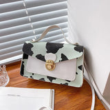 Cow Milk Print Square Bag PU Leather Messenger Bag