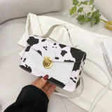 Cow Milk Print Square Bag PU Leather Messenger Bag