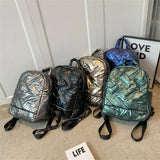 Women's Stripe Space Backpack Down Fabric Cotton Backpacks for Teenager Girls