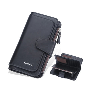 Women's Long Wallet with Buckle and Zipper