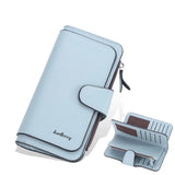 Women's Long Wallet with Buckle and Zipper