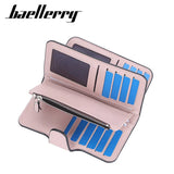 Women's Long Wallet with Buckle and Zipper