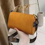 Colorful Embroidery Shoulder Strap Pillow Bag Crossbody Boston Cylinder Bags