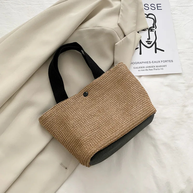 Woven Beach Bag Seaside Vacation Leisure Handbag Fresh Pastoral Straw Woven Bags