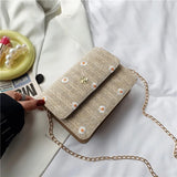 Woven Rattan Bag Flower Shoulder Bag Women Summer Beach Small Square Bag Casual