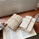 Woven Rattan Bag Flower Shoulder Bag Women Summer Beach Small Square Bag Casual