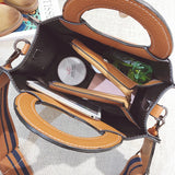 Matter PU Leather Panelled Women handbag Ladies Shoulder Bag
